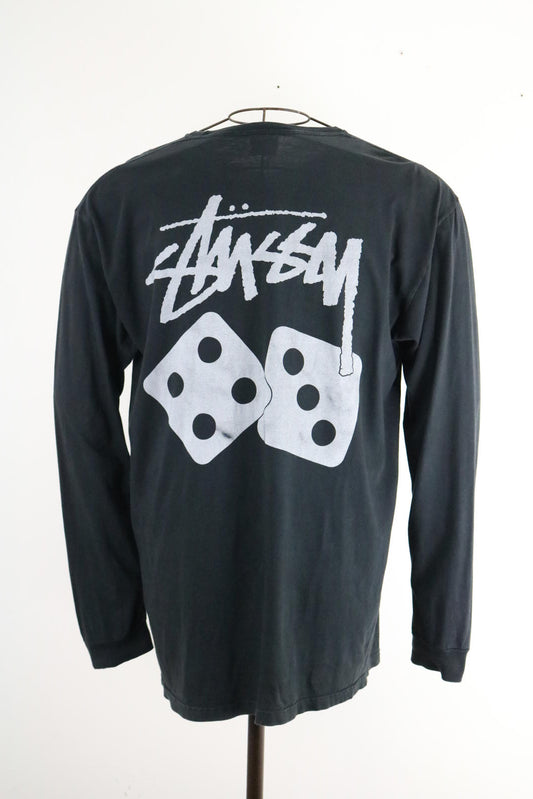 Stussy Long Sleeve T Shirt Large Dice Black Mens