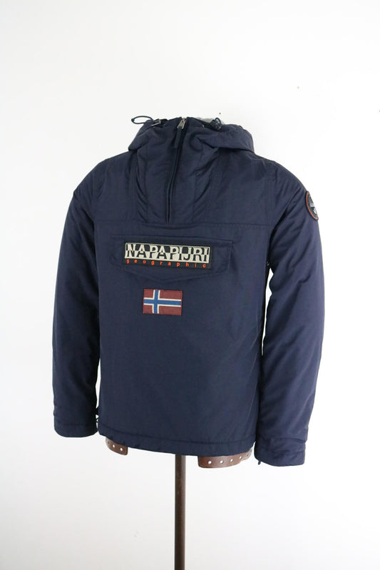 Napapijri Pullover Jacket Medium Fleece Lined Winter Coat Navy Mens