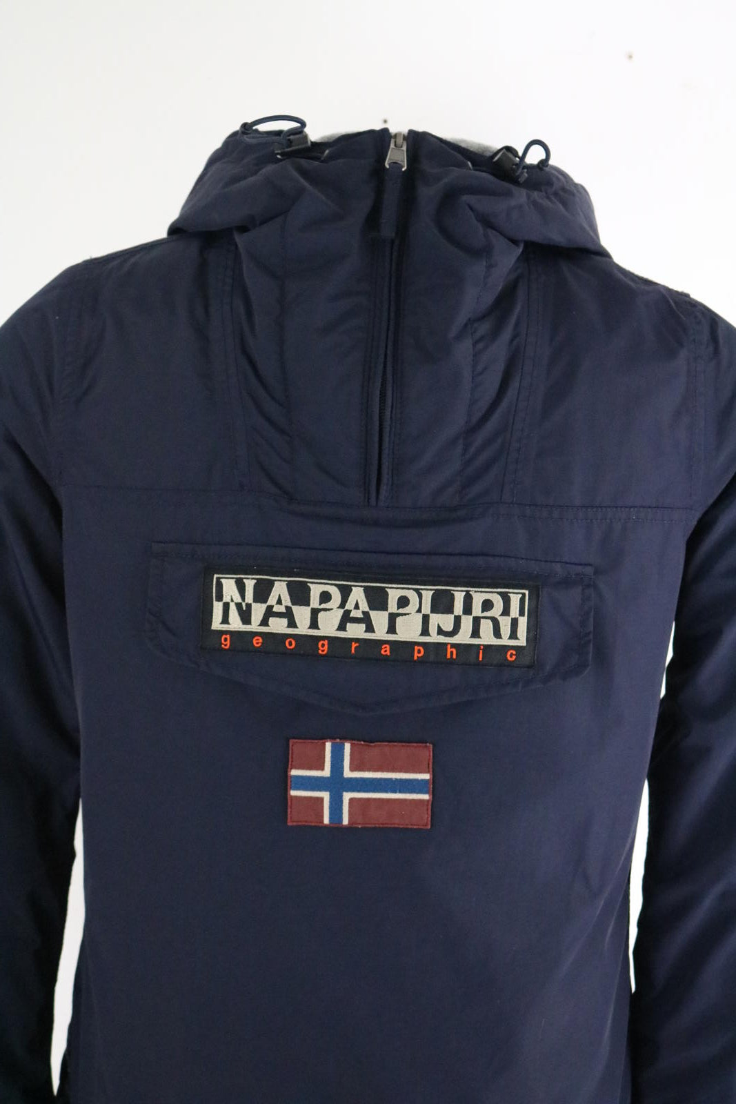 Napapijri Pullover Jacket Medium Fleece Lined Winter Coat Navy Mens