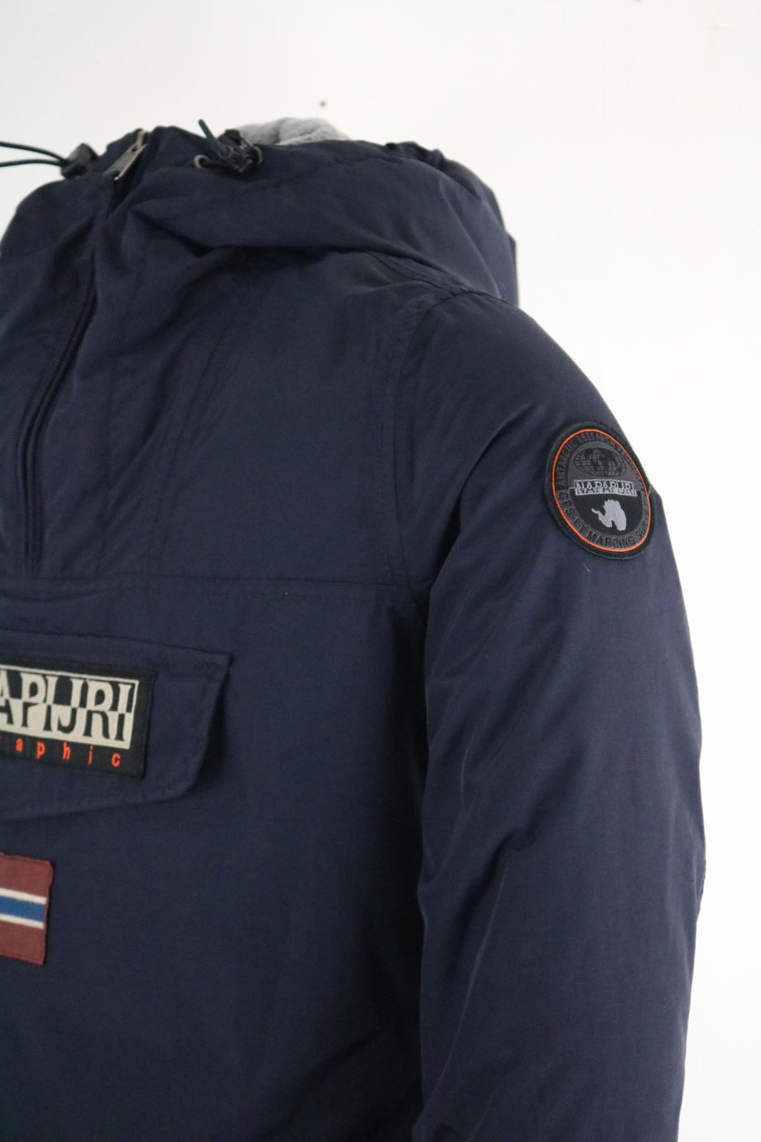 Napapijri Pullover Jacket Medium Fleece Lined Winter Coat Navy Mens