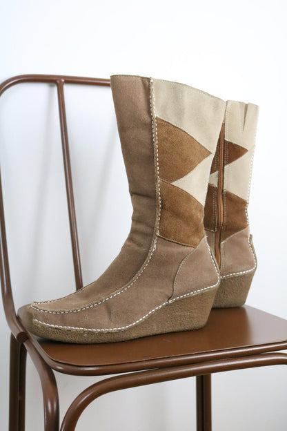 Y2K Suede Wedge Boots UK7 (26cm)