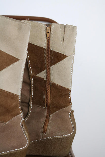 Y2K Suede Wedge Boots UK7 (26cm)