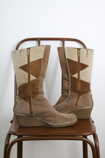 Y2K Suede Wedge Boots UK7 (26cm)