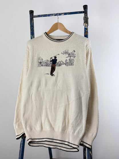 Pinnacle Golf 90s Embroidered Knit Sweater Medium