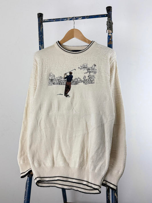 Pinnacle Golf 90s Embroidered Knit Sweater Medium