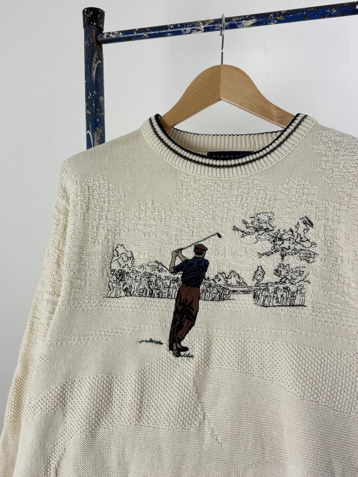 Pinnacle Golf 90s Embroidered Knit Sweater Medium