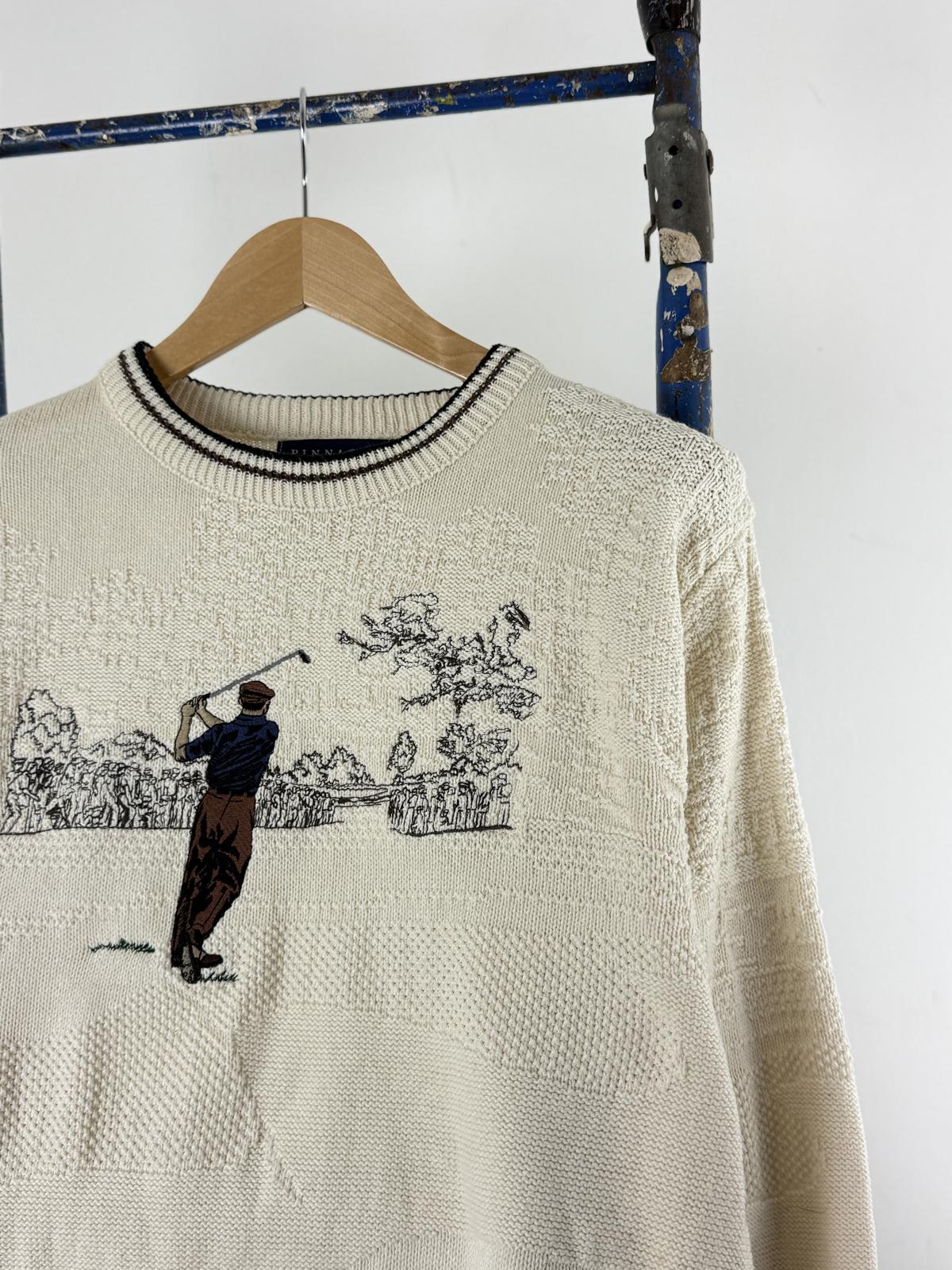 Pinnacle Golf 90s Embroidered Knit Sweater Medium