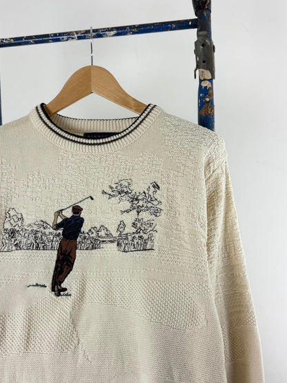 Pinnacle Golf 90s Embroidered Knit Sweater Medium