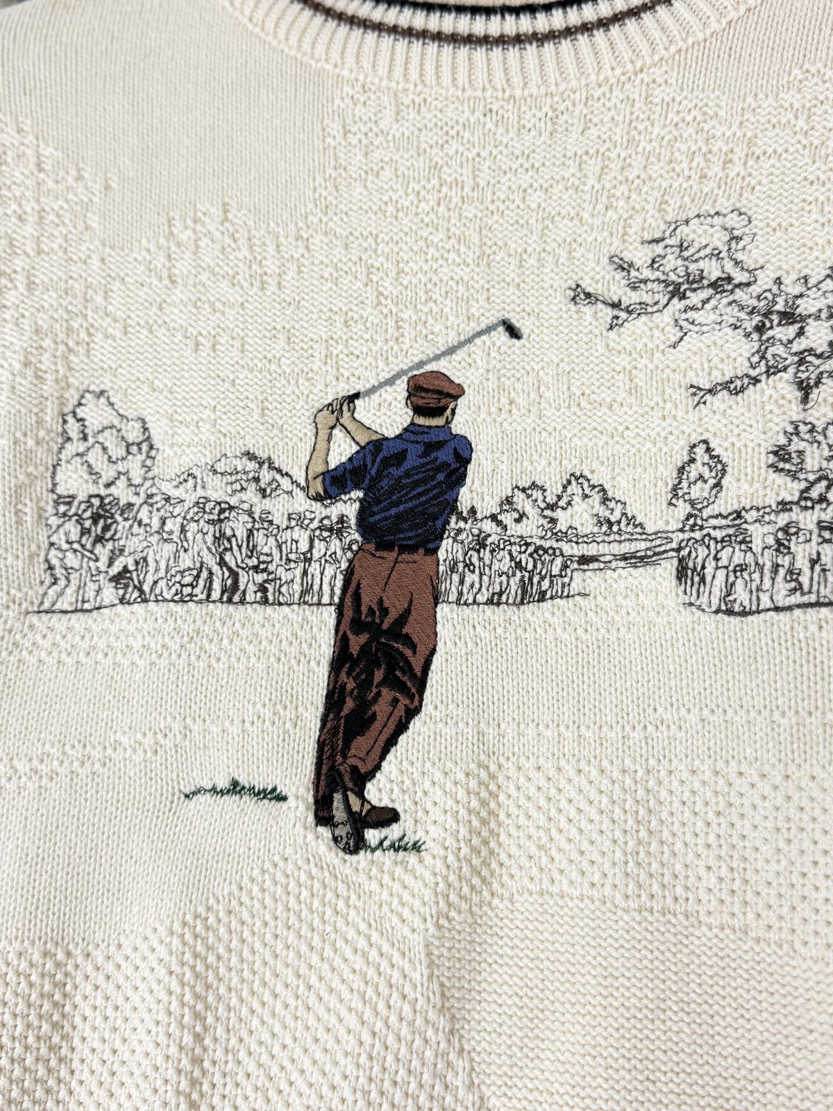 Pinnacle Golf 90s Embroidered Knit Sweater Medium