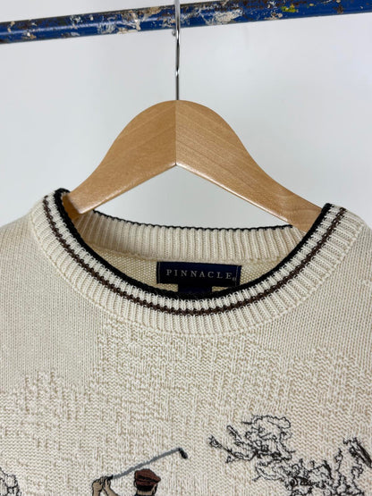 Pinnacle Golf 90s Embroidered Knit Sweater Medium