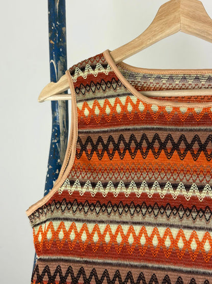 Vintage 90s ZigZag Chevron Pattern Vest Top Ladies Large