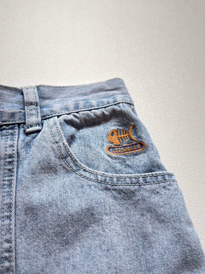 Fishbone Denim Mini Skirt Front Button Medium