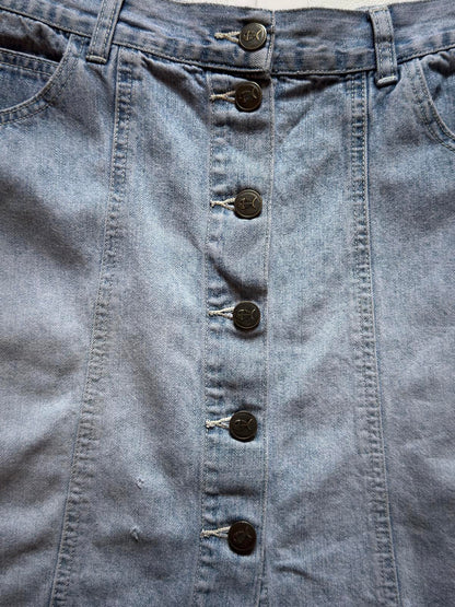 Fishbone Denim Mini Skirt Front Button Medium