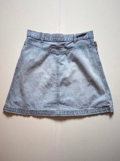 Fishbone Denim Mini Skirt Front Button Medium