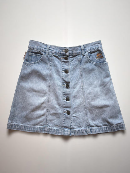 Fishbone Denim Mini Skirt Front Button Medium