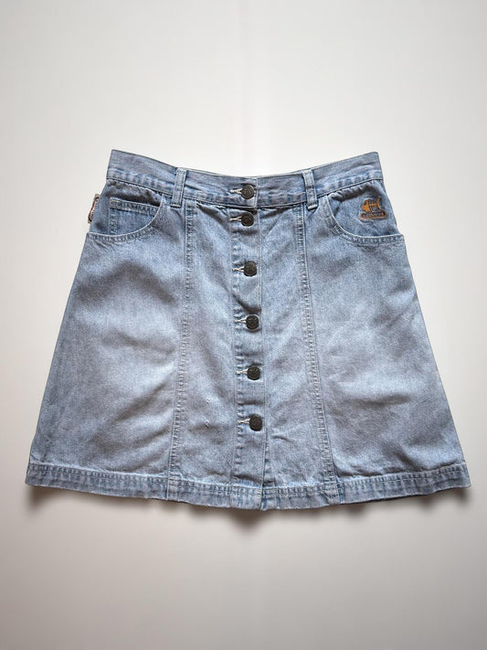 Fishbone Denim Mini Skirt Front Button Medium