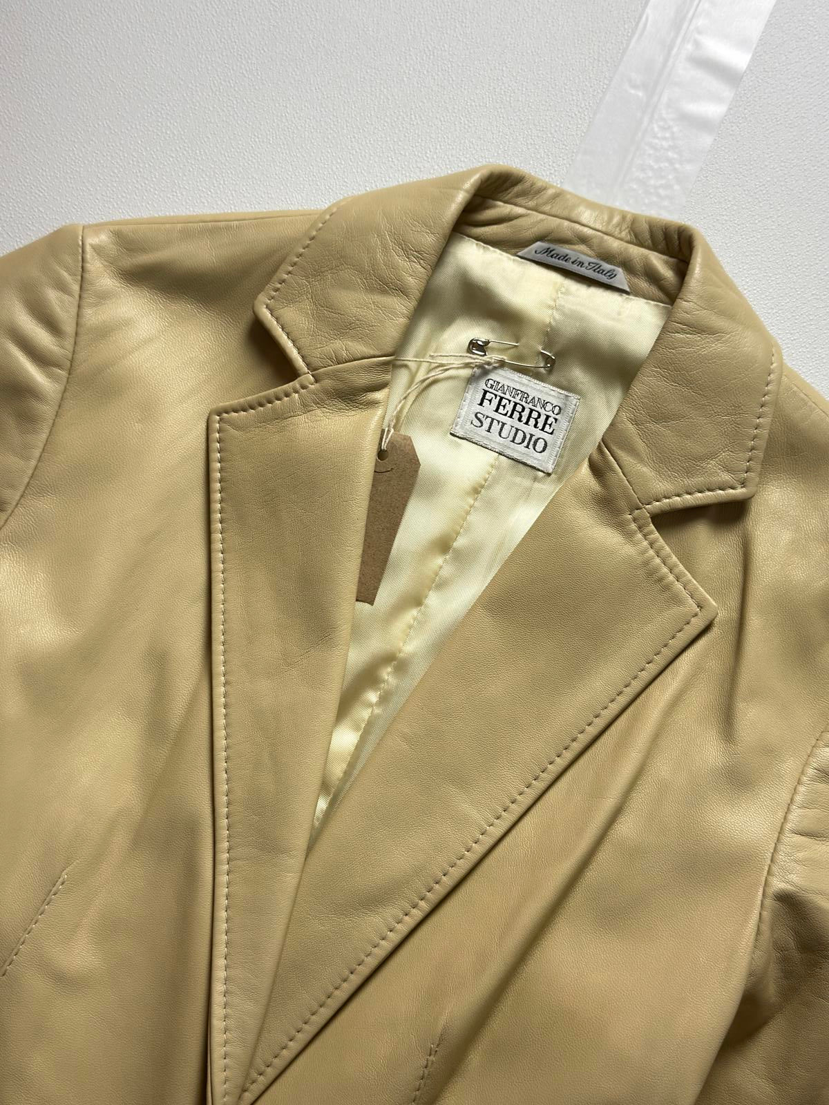 Gianfranco Ferre Leather Beige Ladies Jacket Medium