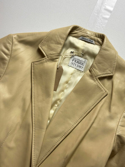 Gianfranco Ferre Leather Beige Ladies Jacket Medium