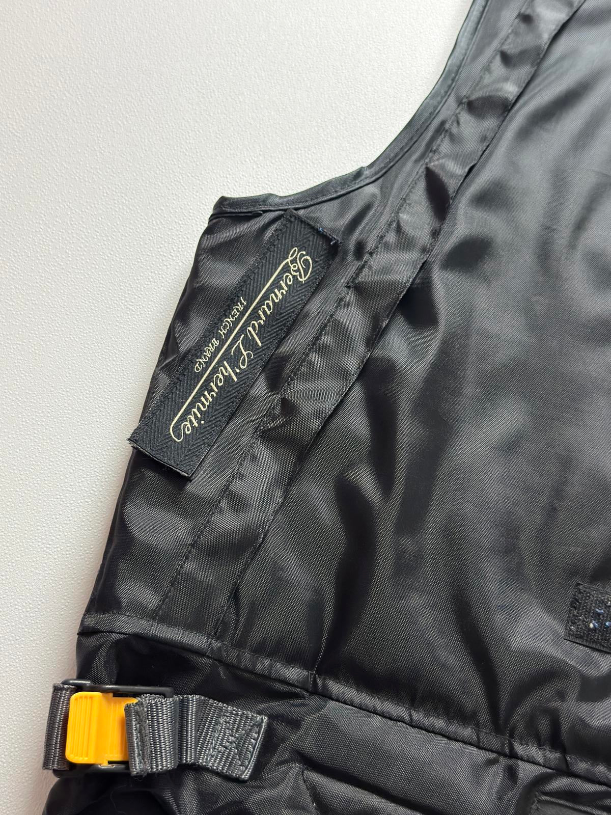 Utility Padded Black Vest Jacket Large Y2K