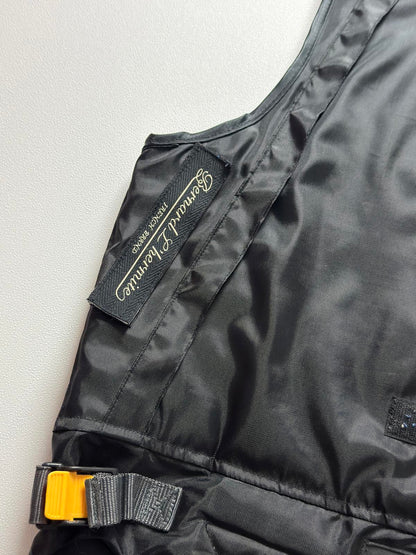 Utility Padded Black Vest Jacket Large Y2K