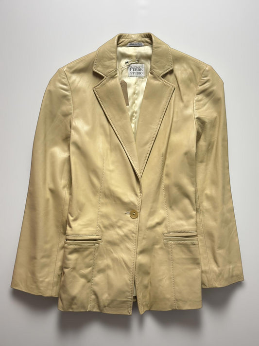 Gianfranco Ferre Leather Beige Ladies Jacket Medium