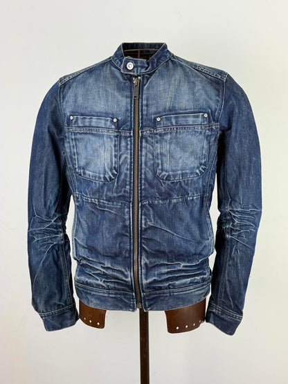 Diesel Y2K Denim Biker Jacket Medium Mens
