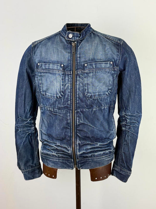 Diesel Y2K Denim Biker Jacket Medium Mens
