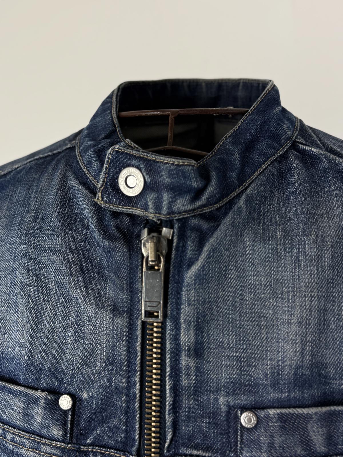 Diesel Y2K Denim Biker Jacket Medium Mens