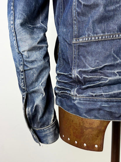 Diesel Y2K Denim Biker Jacket Medium Mens