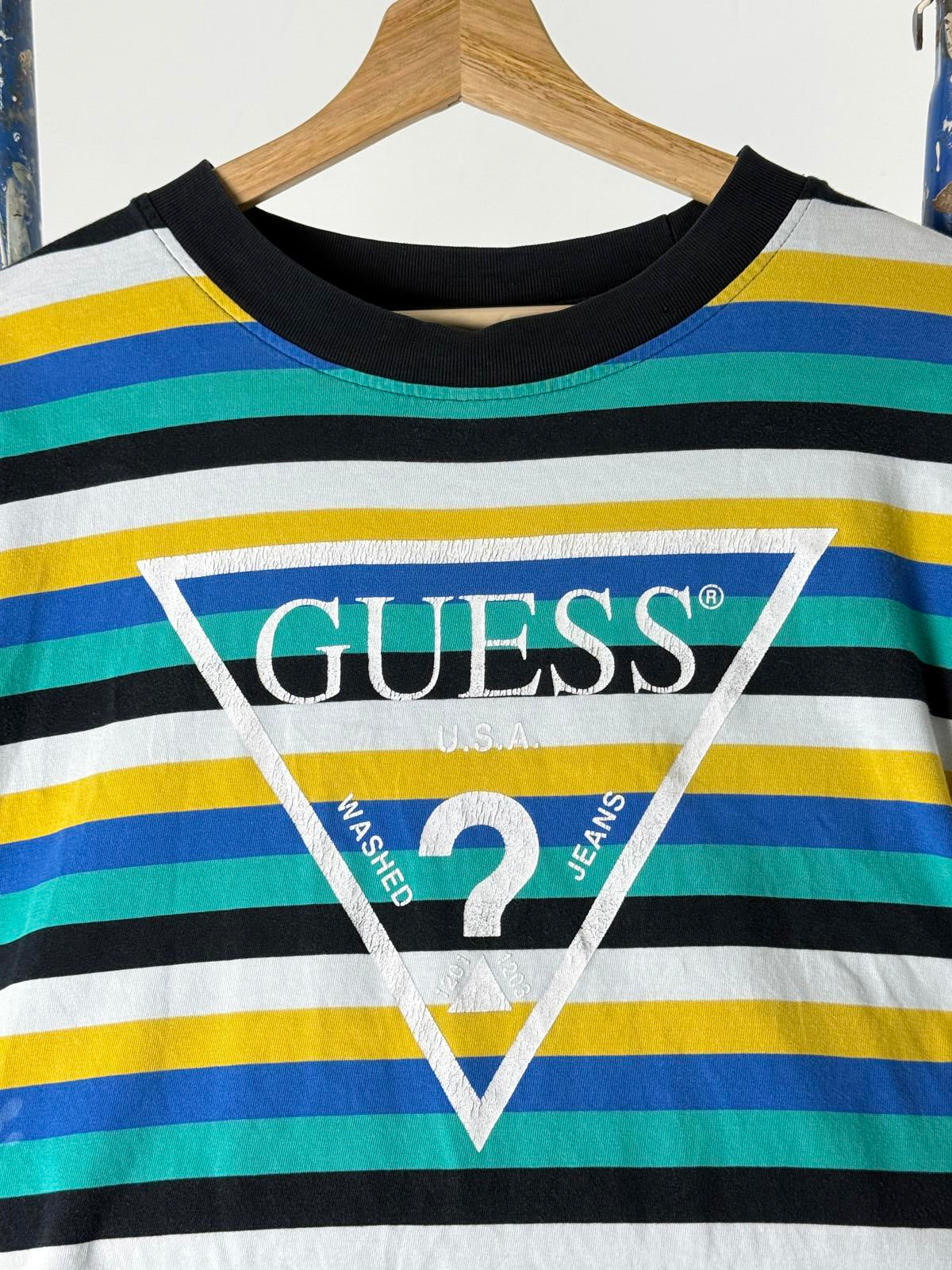 Guess 90s Vintage Stripe T Shirt Medium