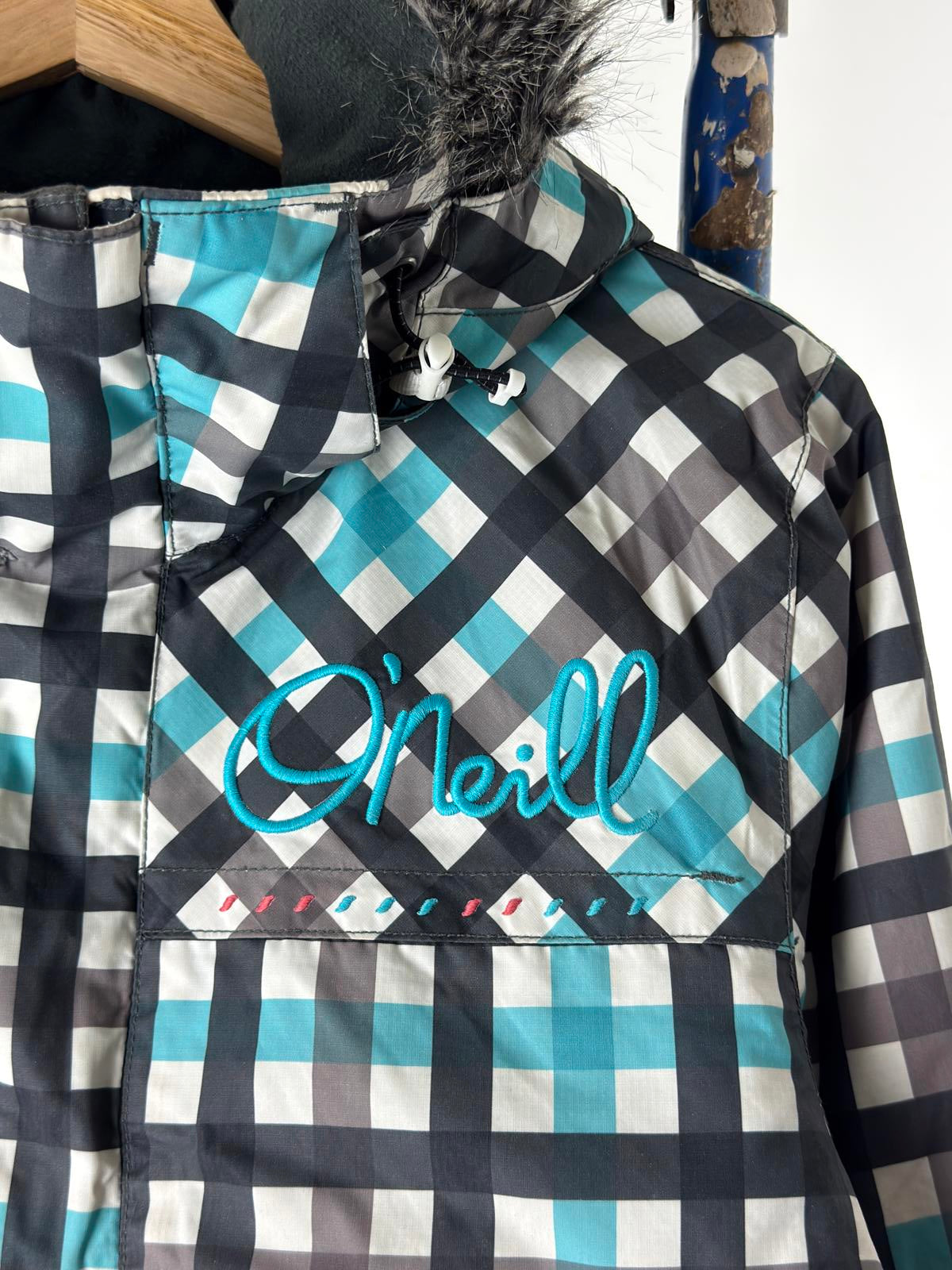 O'Neill Ski Jacket XL Ladies Y2K Check Baby Blue