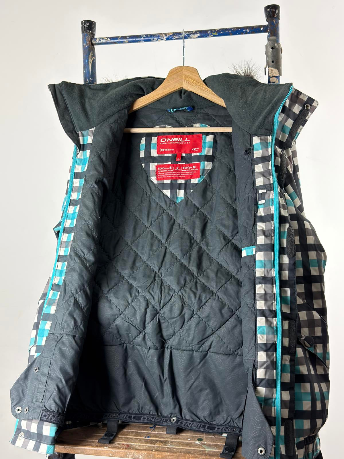 O'Neill Ski Jacket XL Ladies Y2K Check Baby Blue