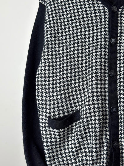 MCM Vintage 90s Houndstooth Cardigan Medium Wool Blend