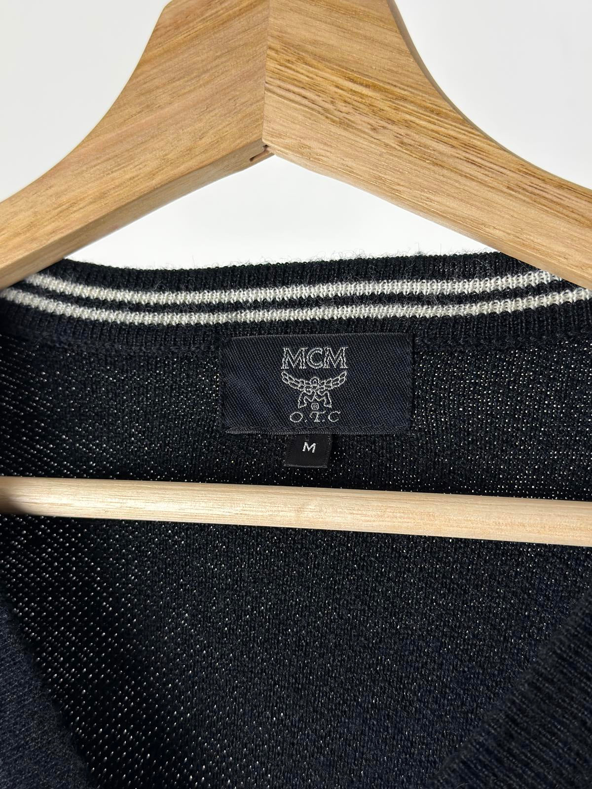 MCM Vintage 90s Houndstooth Cardigan Medium Wool Blend