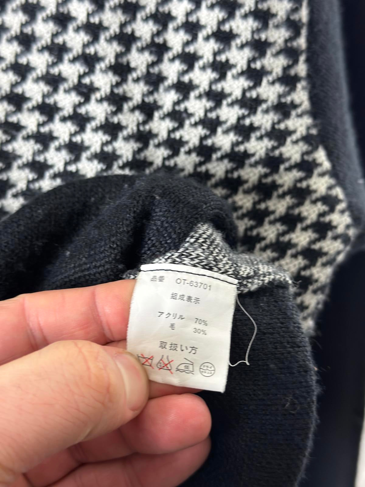 MCM Vintage 90s Houndstooth Cardigan Medium Wool Blend