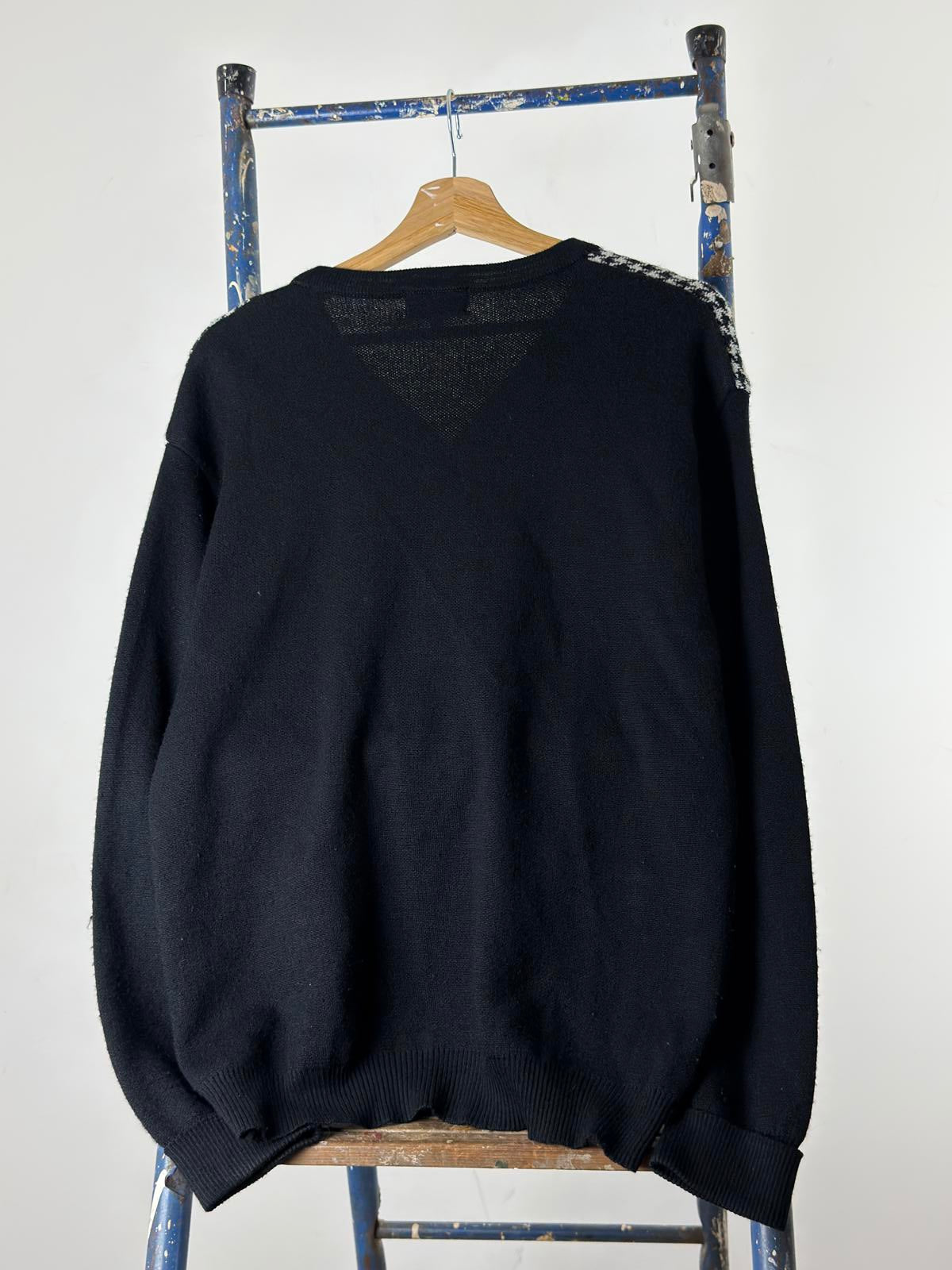 MCM Vintage 90s Houndstooth Cardigan Medium Wool Blend