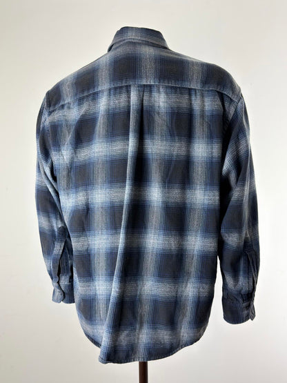 St Michael M&S Flannel Shirt Large Blue Mens 90s Vintage Overshirt