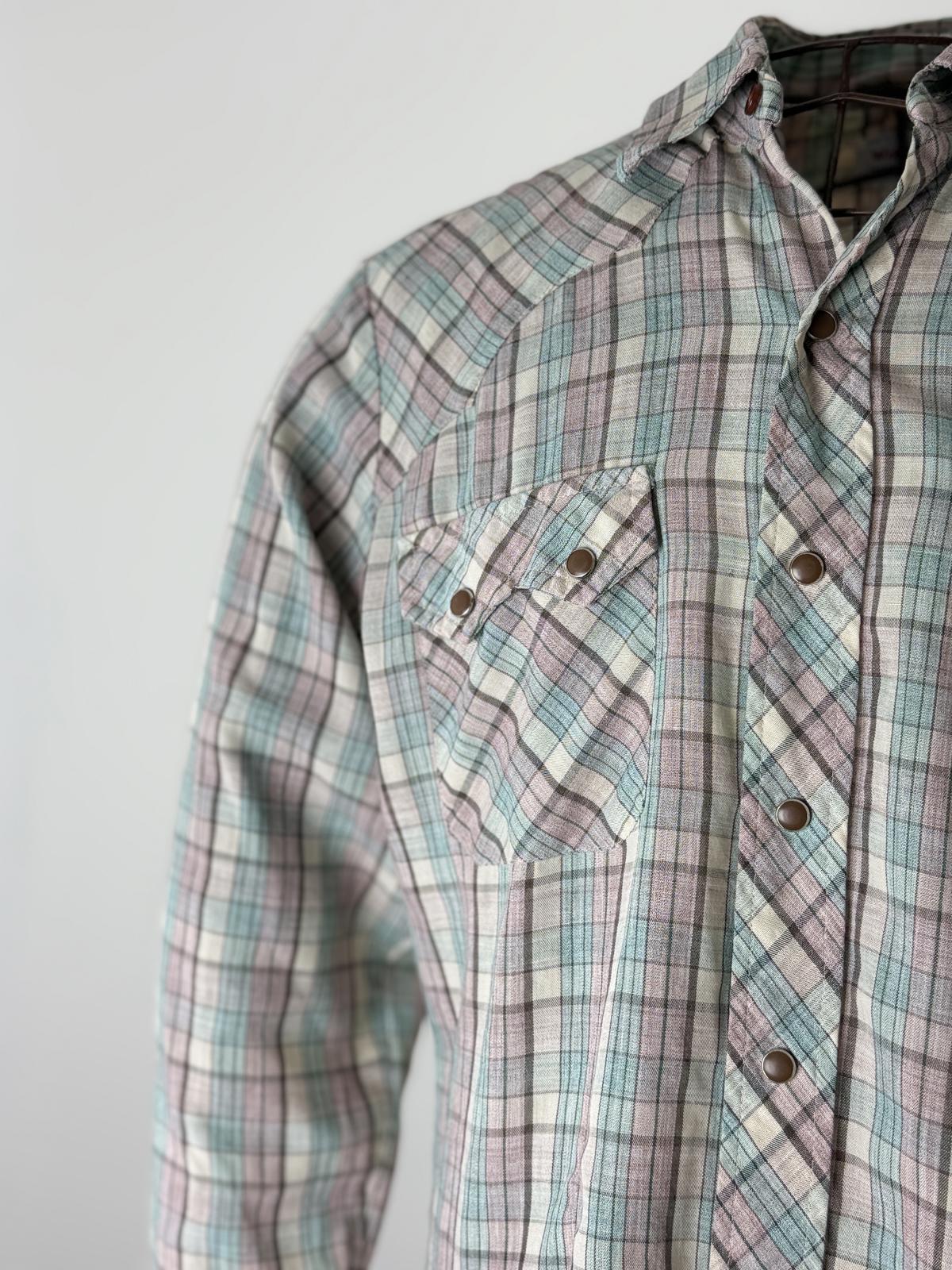 70s Wrangler Pearl Snap Button Shirt Medium Western