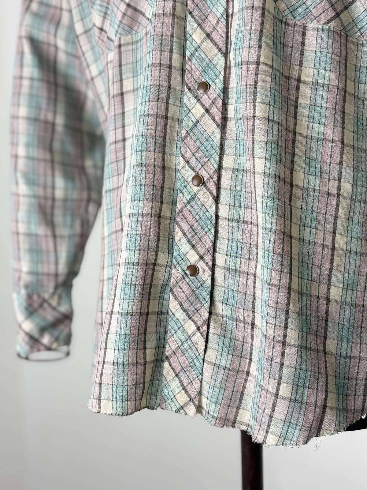 70s Wrangler Pearl Snap Button Shirt Medium Western