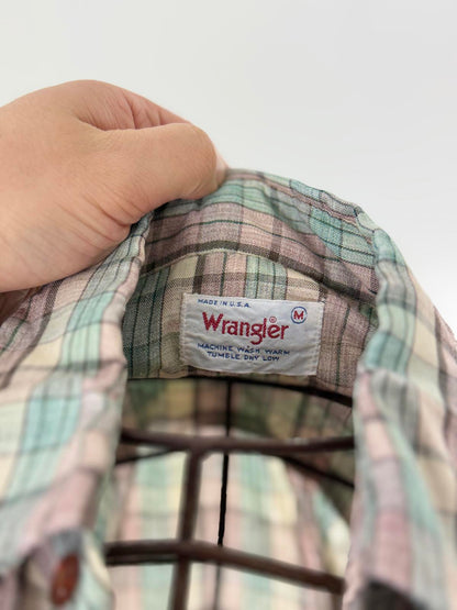 70s Wrangler Pearl Snap Button Shirt Medium Western