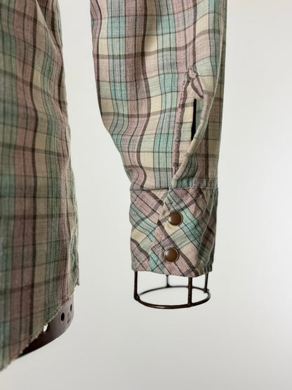 70s Wrangler Pearl Snap Button Shirt Medium Western