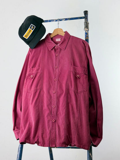 Vintage Work Overshirt XL Burgundy Red Mens 90s