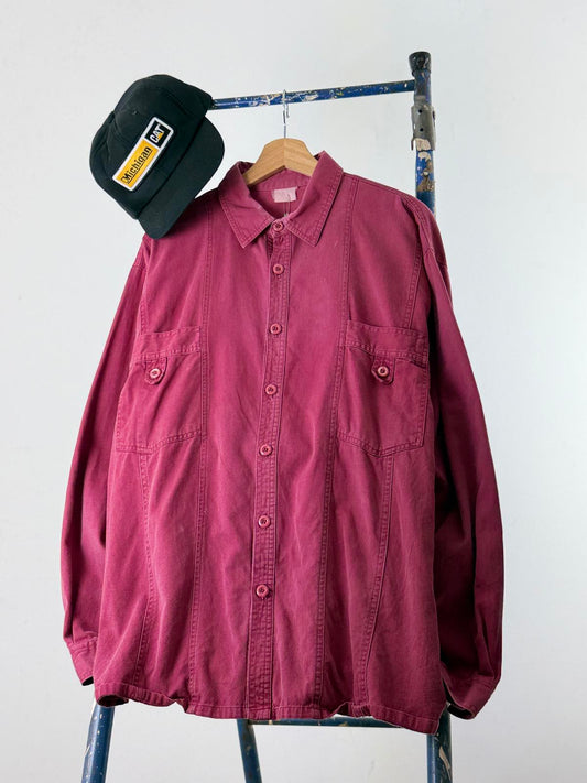 Vintage Work Overshirt XL Burgundy Red Mens 90s