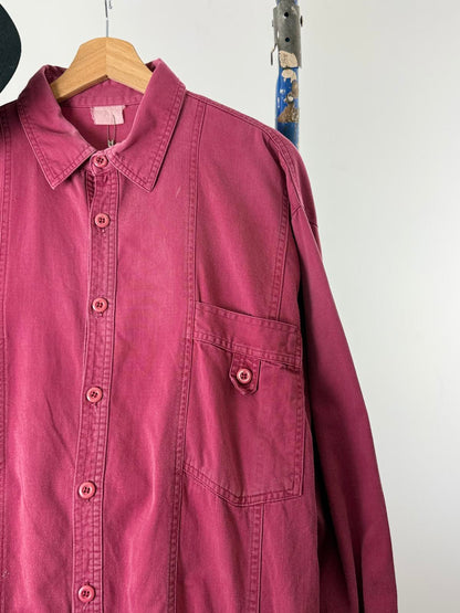 Vintage Work Overshirt XL Burgundy Red Mens 90s