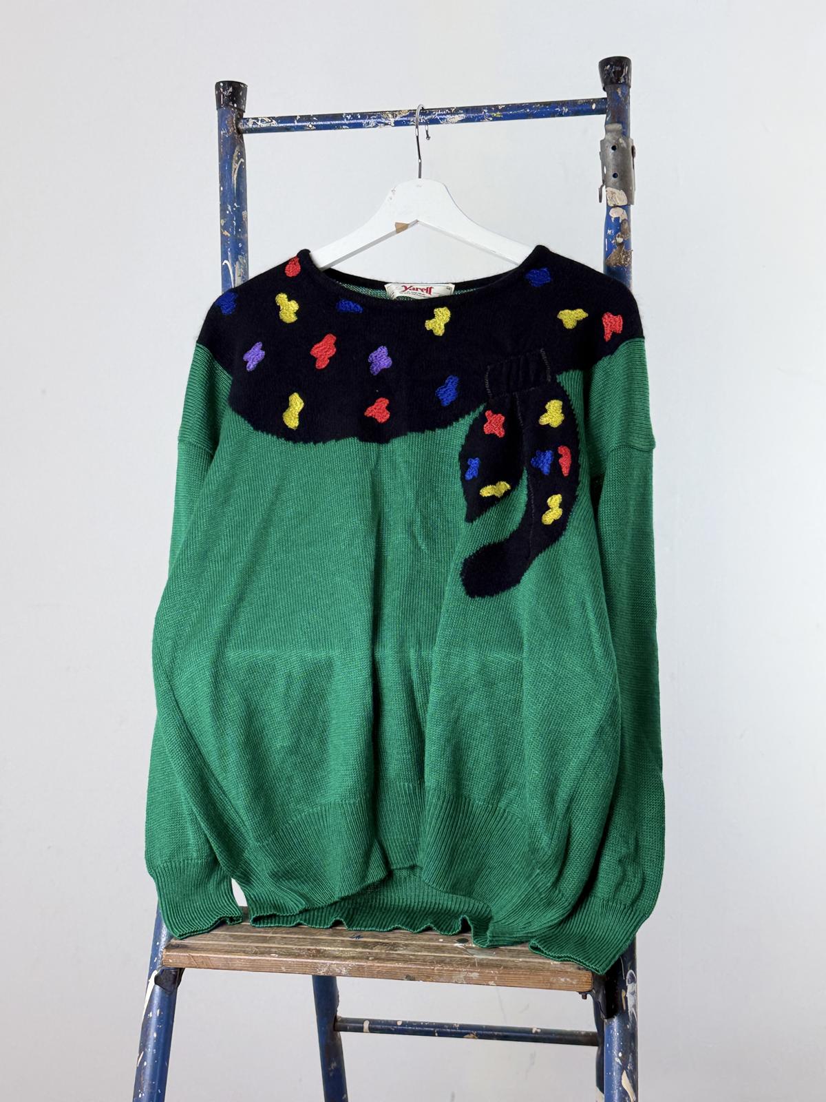 Vintage 80s Abstract Pattern Jumper Size 18 - Oversized Novelty Sweater