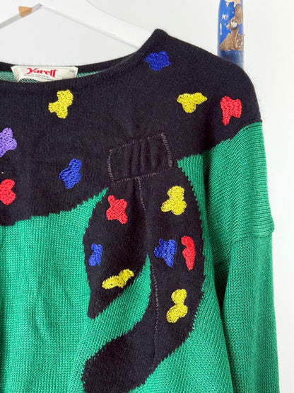 Vintage 80s Abstract Pattern Jumper Size 18 - Oversized Novelty Sweater