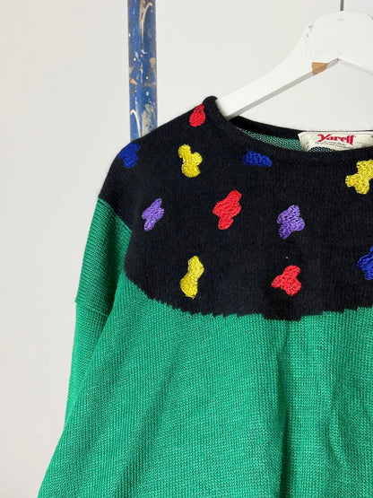 Vintage 80s Abstract Pattern Jumper Size 18 - Oversized Novelty Sweater
