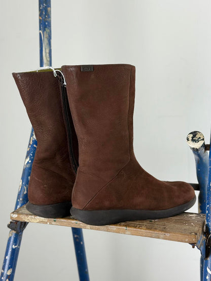 Camper Brown Leather Boots Size UK 6 Small Wedge