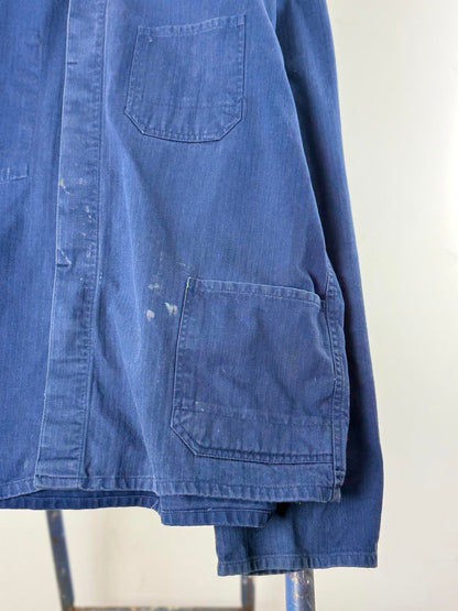 French Work Jacket XL Herringbone Tweed Vintage