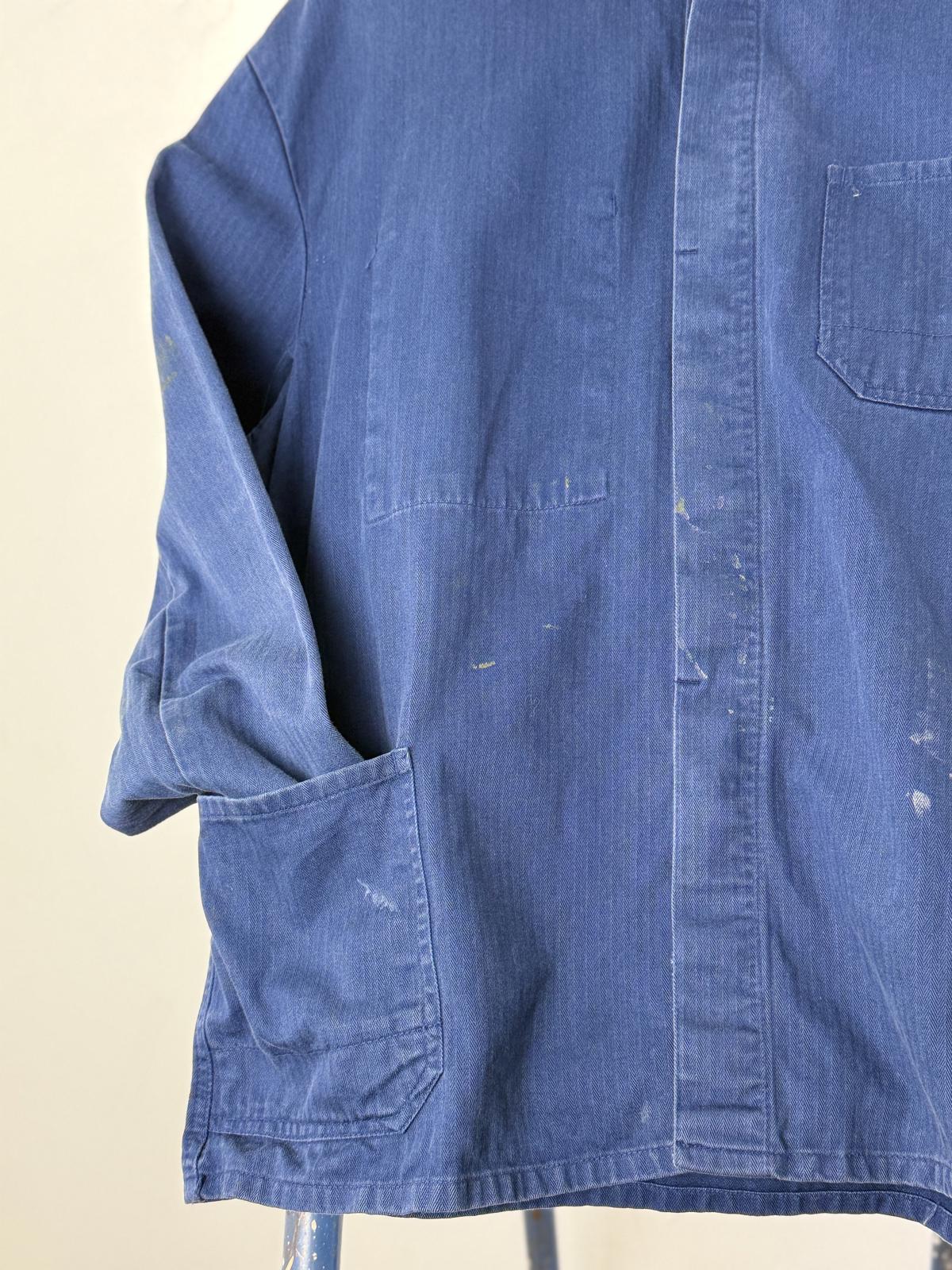 French Work Jacket XL Herringbone Tweed Vintage